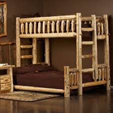 rustic twin over queen cedar log bunk bed