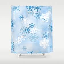 Blue White Winter Snowflakes Design Shower Curtain
