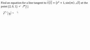 Tangent Line To A Vector Equation