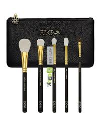 5 makeup brushes with pouch