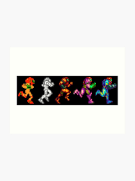 Evolution Of Samus Metroid 2d Pixel Art Sprites Retro Nintendo Art Print