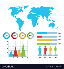 World Map Infographic Demographic Statistics