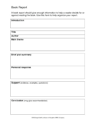 Book Report Writing Template Plot Summary Example