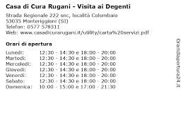 Address, phone, fax, email, website, opening hours. á… Orari Di Apertura Casa Di Cura Rugani Visita Ai Degenti Strada Regionale 222
