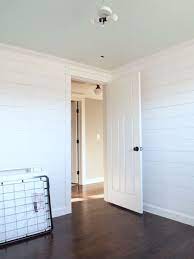 White Wood Planked Walls Mint Ceiling