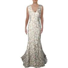 Details About J Mendel Womens Beige Metallic Sleeveless Evening Dress Gown 8 Bhfo 7850