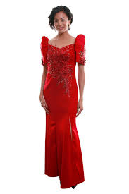Made To Order Neoprene Mestiza Gown Red Filipiniana