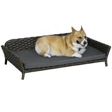 Pawhut Rattan Dog Sofa Wicker Pet Bed