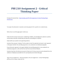 Critical thinking paper  