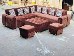 wooden luxury l shape sofa set