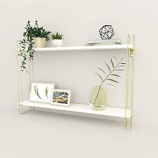 Design White And Gold Floating Shelf