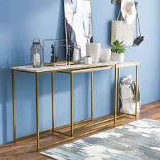 Faux Marble Nesting Console Table