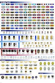 Military Facts Chart Poster Ribbons Insignia Badges Rare Hot