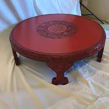 Round Red Lacquered Ming Style Coffee