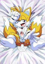 coolblue, tails (sonic), sonic (series), highres, 1boy, aftersex, anus,  bed, blue eyes, blush, cub, cum, cum in ass, erection, furry, furry male,  gloves, lying, male focus, nude, open mouth, orgasm, penis, pov,