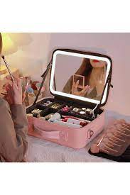 travel makeup bag with led mirror