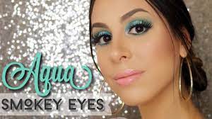 aqua smokey eyes full color makeup