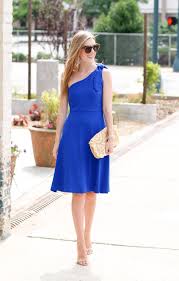 Pulling all of your hair up is an easy way to go, but there are a variety of other hairstyles that will make the look your own. Blue One Shoulder Dress Life With Emily