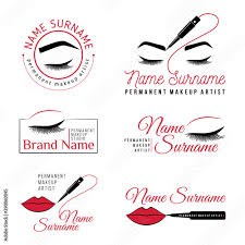 permanent makeup logo template set of