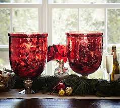 Red Mercury Glass Hurricane Candle