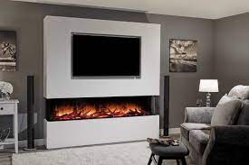 a wall with a fireplace