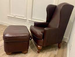 henredon leather wingback chair and