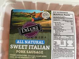 sweet italian pork sausage nutrition