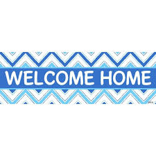 welcome home blue chevron banner 4 x 1