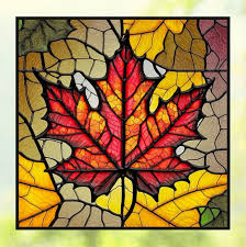 Faux Stained Glass Maple Leaf Window