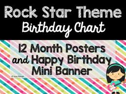 Rock Star Theme Classroom Decor Birthday Chart
