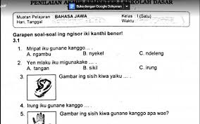 Soal Ulangan Bahasa Jawa Kelas 1 Semester 1 K13 - SekolahDasar.Net gambar png