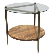 Glass Top Wooden Shelf Side Table