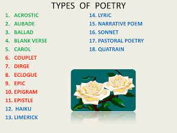 diffe types of poetry part 1