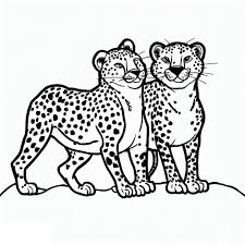 two cute cheetah coloring page