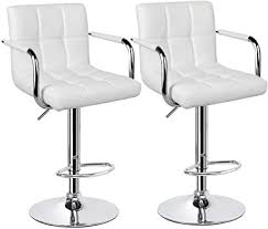 Do you assume swivel bar stools with back and arms appears to be like nice? Amazon Com Yaheetech Tall Bar Stools Set Of 2 Modern Square Pu Leather Adjustable Barstools Counter Height Stools With Arms And Back Bar Chairs 360 Swivel Stool White Kitchen Dining