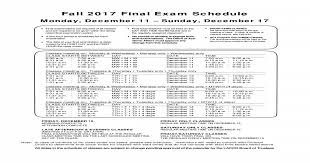 Fall 2017 Final Exam 2017 Final Exam Schedule Monday