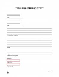 free teacher letter of intent template