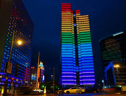 dexia tower lights up with 72 000 leds