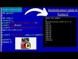 multiplication table program in turbo c