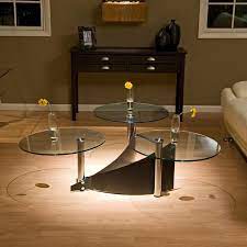 3 Way Motion Round Glass Coffee Table