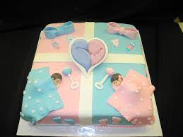 Baby Shower Cake For Twins Boy And Girl gambar png