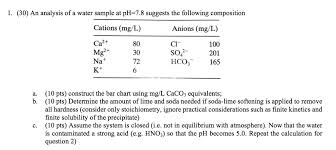 Solved 1 30 An Analysis Of A Water Sample At Ph 7 8 Su