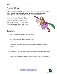 poetry comprehension worksheets 15