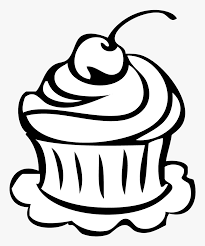cupcake black and white drawing clipart
