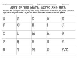 Abc Chart For Maya Inca And Aztec Civilizations