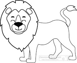 lion cartoon black outline clipart