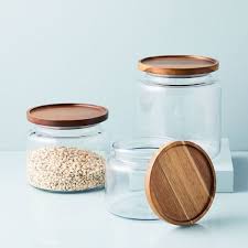 glass jars w acacia lids kitchen