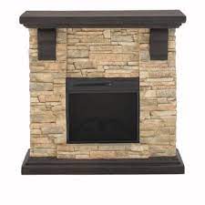 Faux Stone Mantel Electric Fireplace