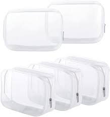 5 pack clear plastic zippered toiletry