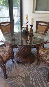 Home › simplistic dining table. Best Glass Top Table With Solid Wooden Pineapple Base With 4 Custom Chairs For Sale In Mount Dora Florida For 2021